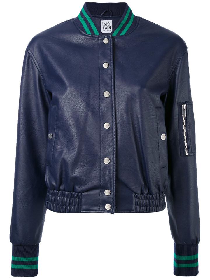 Twin-set - Bomber Jacket - Women - Cotton/polyester/viscose/polyurethane Resin - Xs, Blue, Cotton/polyester/viscose/polyurethane Resin