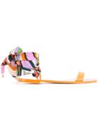 Emilio Pucci Printed Ankle Sandals - Yellow & Orange
