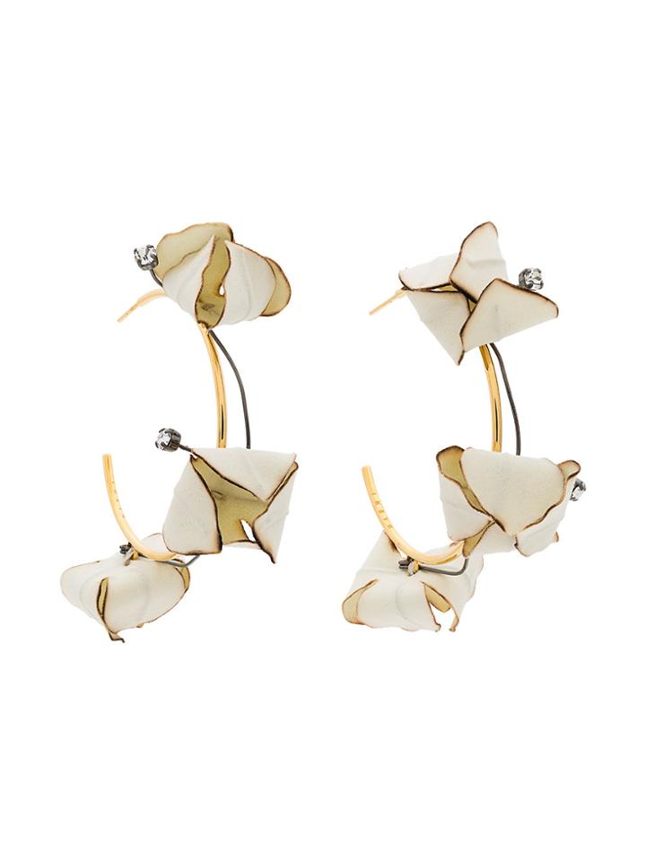 Marni Hoop Flower Earrings - Nude & Neutrals