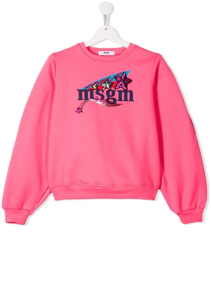 Msgm Kids Teen Embellished Logo Sweatshirt - Pink