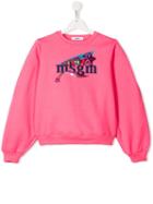 Msgm Kids Teen Embellished Logo Sweatshirt - Pink