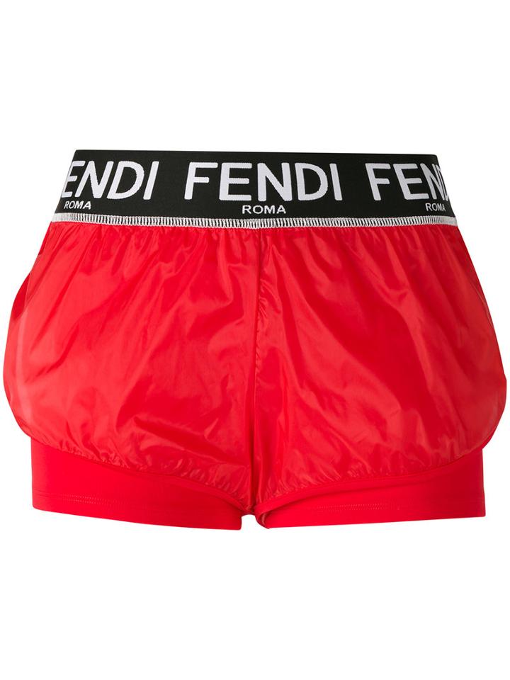 Fendi Roma Sport Shorts, Women's, Size: 36, Red