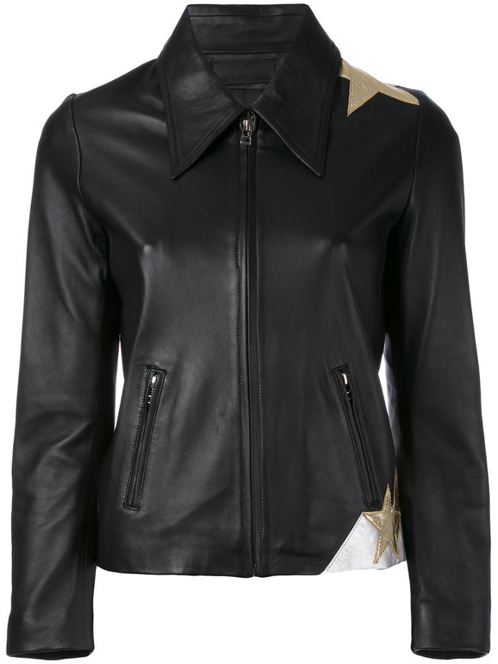 Star Patch Jacket - Women - Lamb Skin/viscose - 40, Black, Lamb Skin/viscose, Faith Connexion