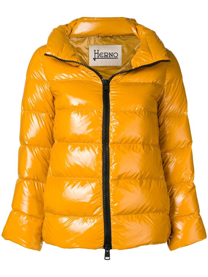 Herno Zipped Up Puffer Jacket - Yellow & Orange