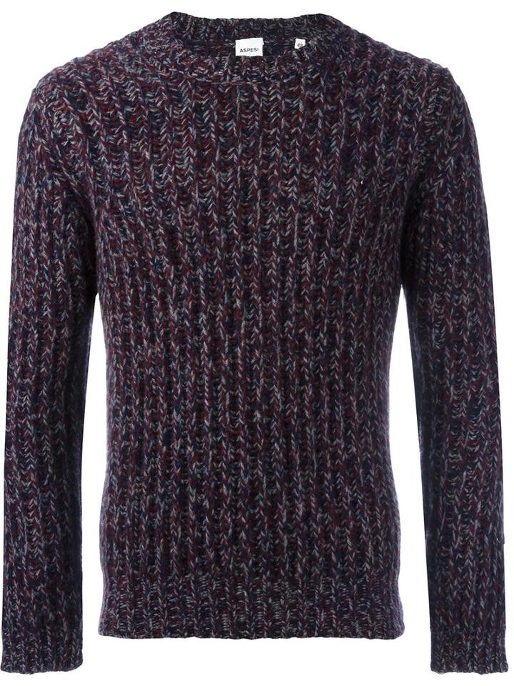Aspesi Cable Knit Jumper, Men's, Size: 50, Blue, Wool