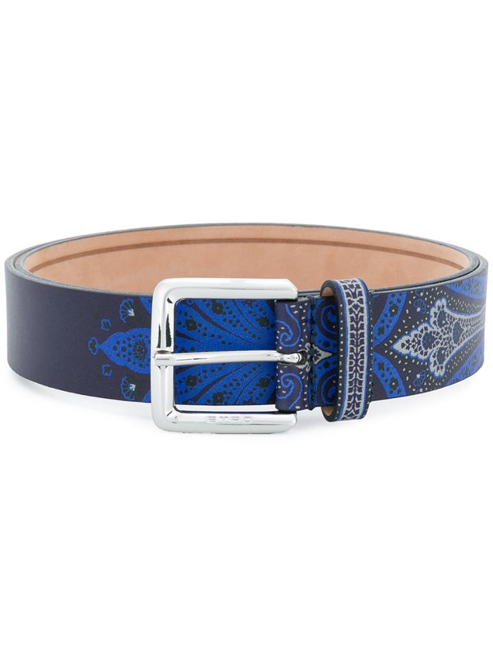 Etro Paisley Print Belt - Blue