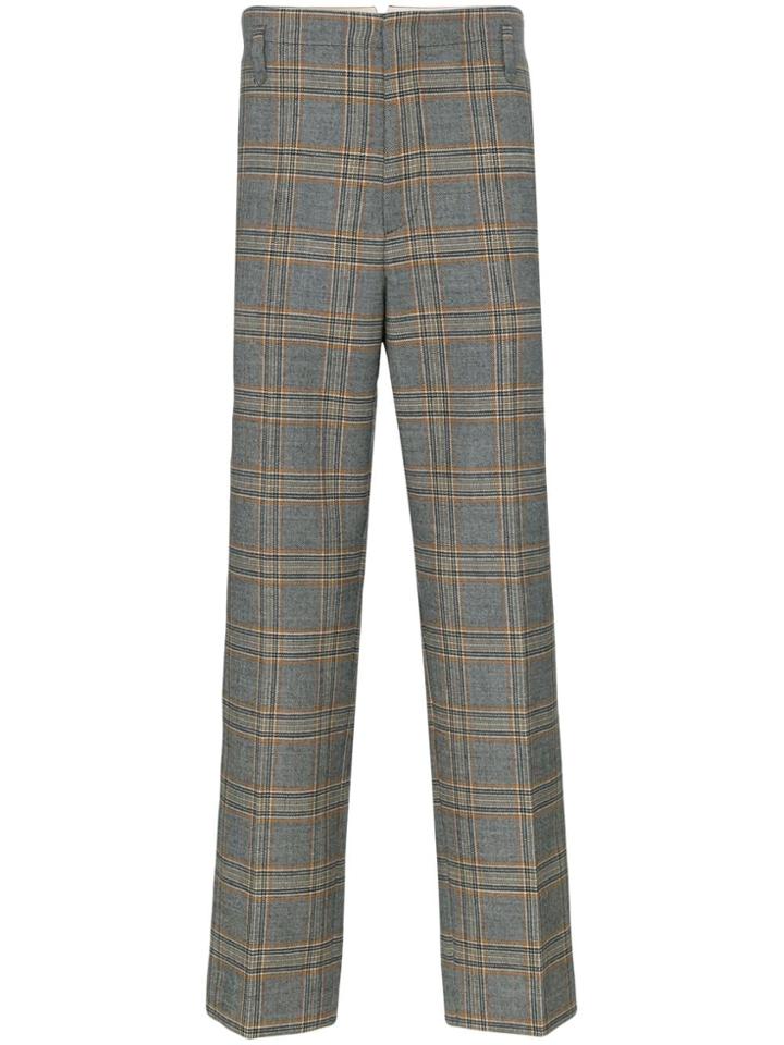 Gucci Check Print Tailored Wool Trousers - Grey