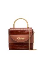 Chloé Brown Abylock Mock Croc Leather Tote