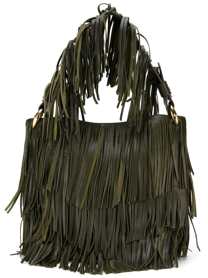 Roberto Cavalli Fringes Nappa Handbag, Women's, Green, Bos Taurus/leather