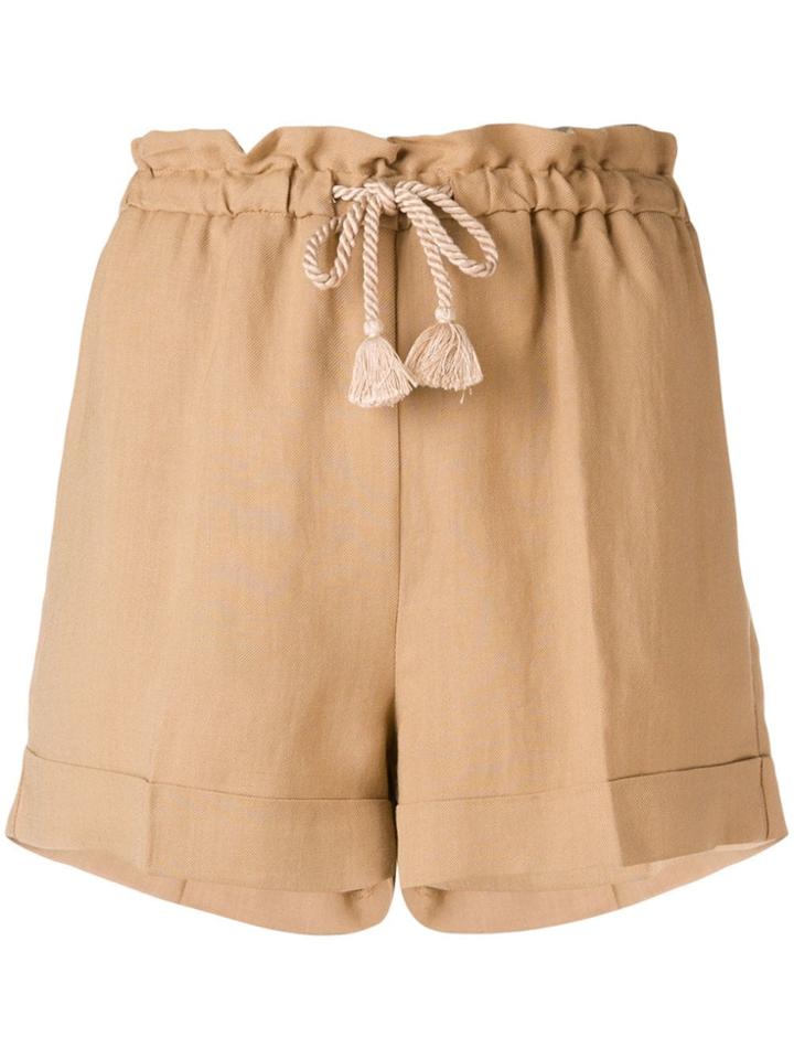 Twin-set Drawstring Waist Shorts - Brown