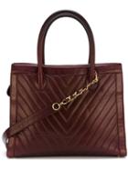 Chanel Vintage Chevron Quilted Tote Bag, Women's, Red