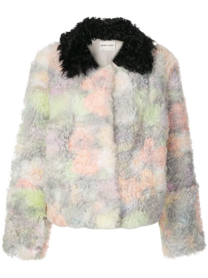Sandy Liang Rainbow Shearling Coat - Multicolour
