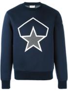 Moncler Star Print Sweatshirt, Men's, Size: Small, Blue, Cotton/polyester/polyurethane