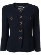Chanel Pre-owned Button Embellished Collarless Jacket - Blue