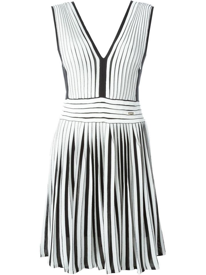Just Cavalli Flared Stripe Dress, Women's, Size: Small, White, Polyamide/viscose