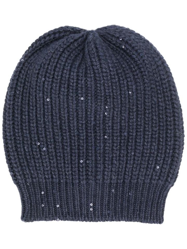 Brunello Cucinelli Sequin Beanie - Blue