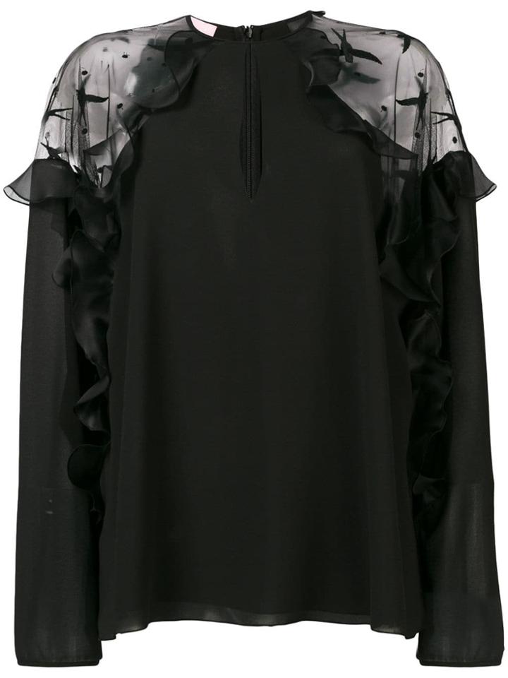 Giamba Sheer Shoulders Blouse - Black