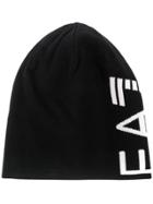 Ea7 Emporio Armani Logo Knit Beanie - Black