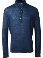 Massimo Alba Longsleeved Polo Shirt, Men's, Size: Xl, Blue, Linen/flax