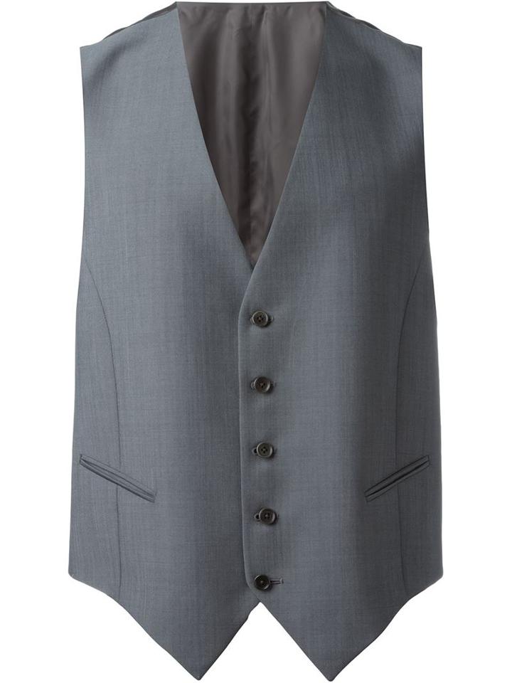 Caruso Formal Waistcoat, Men's, Size: 54, Grey, Mohair/wool
