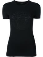 Versace Embroidered Classic Medusa T-shirt, Women's, Size: 42, Black, Viscose/spandex/elastane