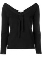 Romeo Gigli Vintage Open Neck Tied Blouse - Black