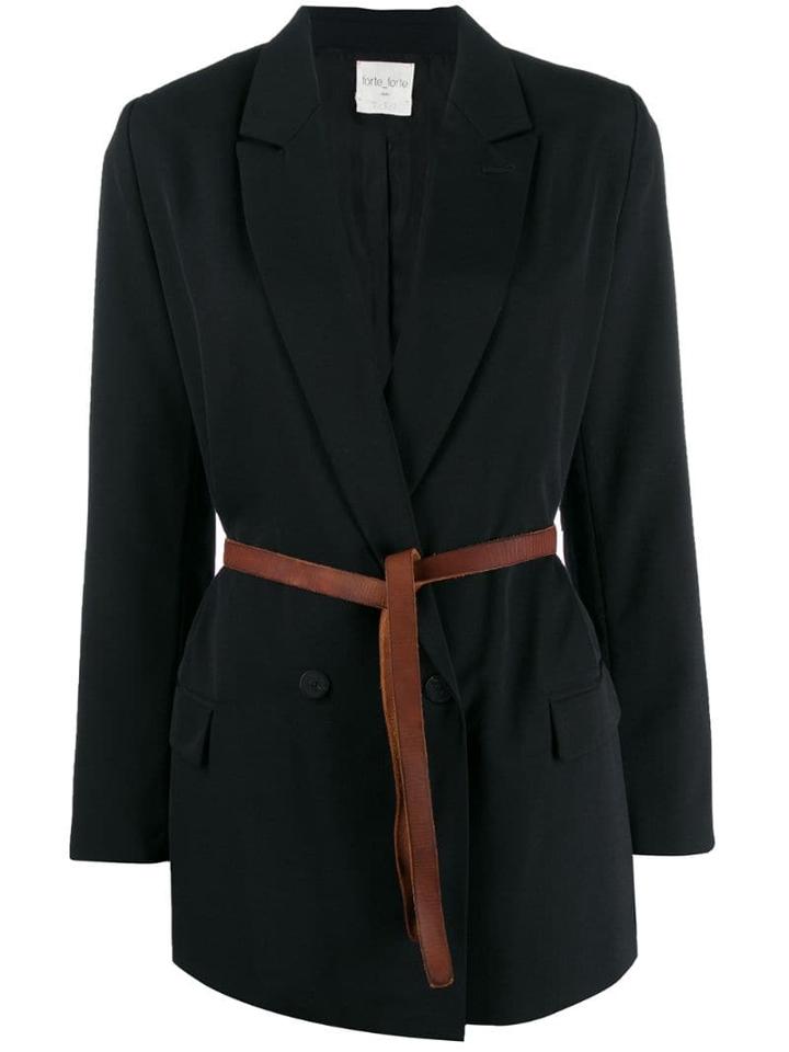 Forte Forte Belted Double-breasted Blazer - Blue