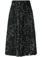 Carven Printed Pleated Skirt - Black