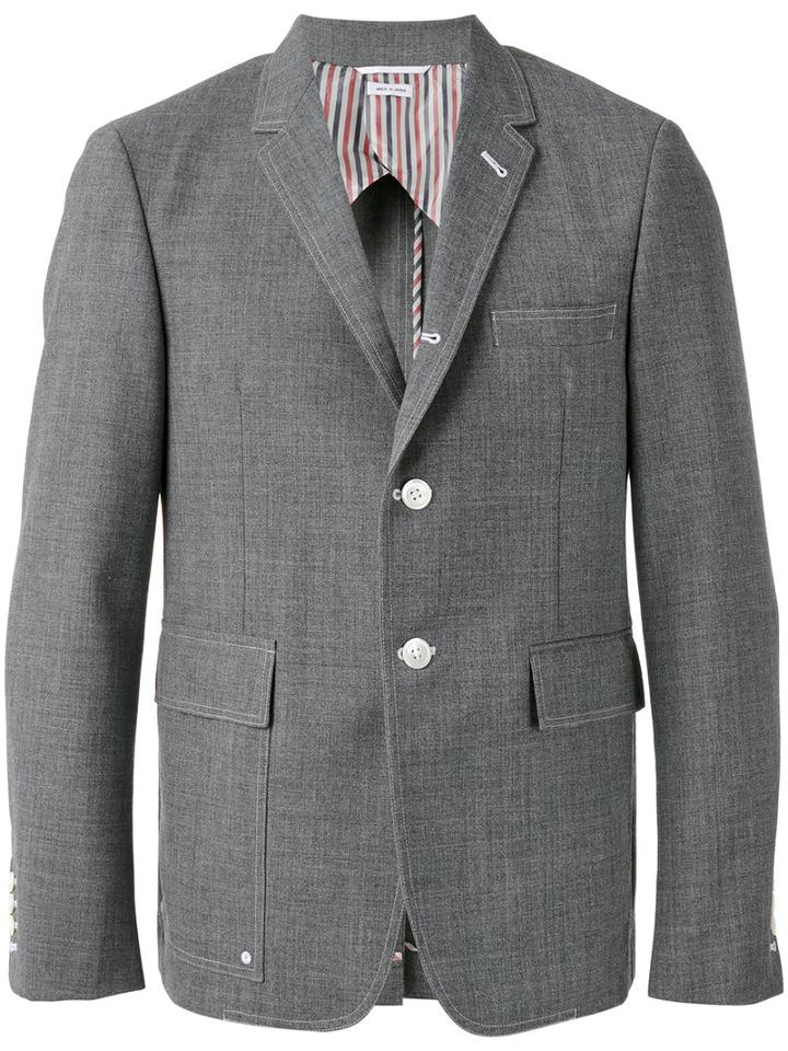 Thom Browne Flap Pockets Blazer, Men's, Size: 4, Grey, Wool/cupro
