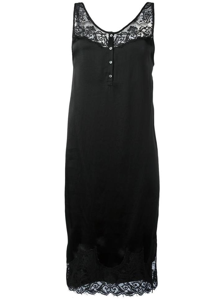 Faith Connexion Lace Insert Satin Dress, Women's, Size: Xs, Black, Silk/cotton/polyamide