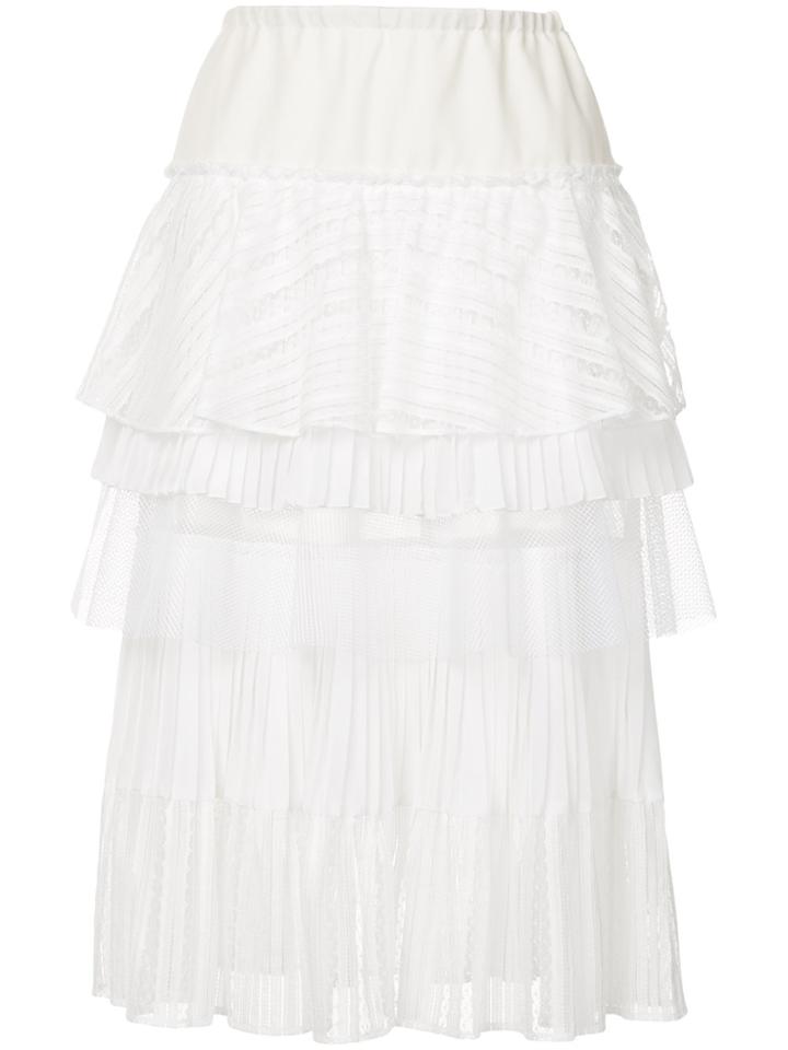 Gauchère Tiered Midi Skirt - White