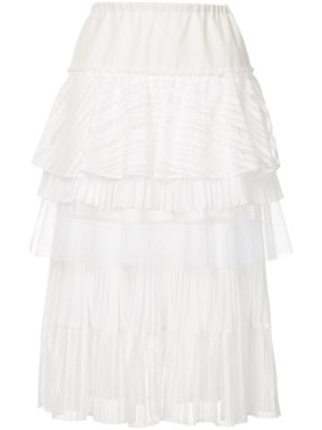 Gauchère Tiered Midi Skirt - White