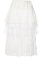 Gauchère Tiered Midi Skirt - White
