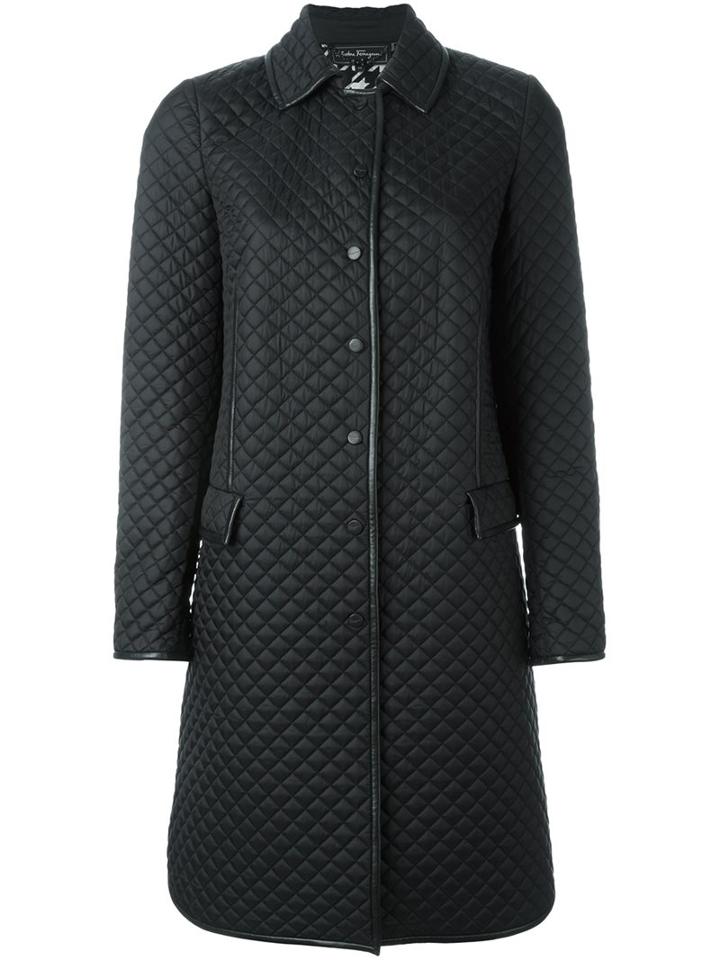 Salvatore Ferragamo Quilted Jacket, Women's, Size: 40, Black, Polyimide/silk/polyester