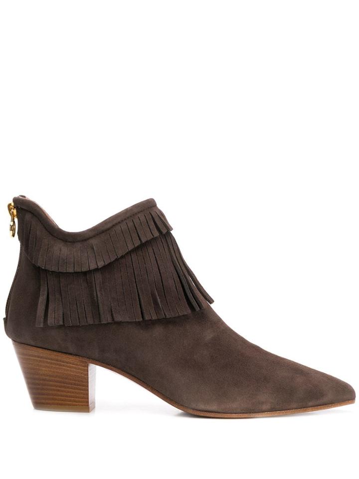 L'autre Chose Fringed Boots - Brown