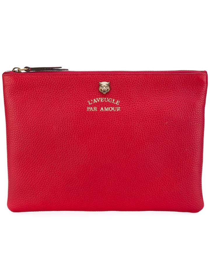 Gucci - L'aveugle Par Amour Clutch - Women - Leather - One Size, Red, Leather