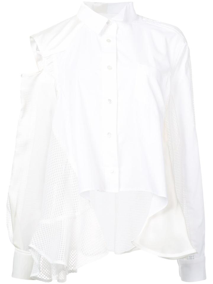 Sacai Frilled Cold Shoulder Shirt - White