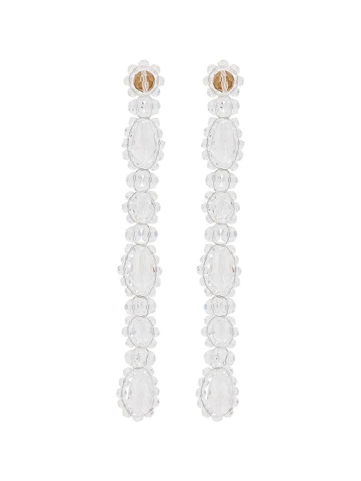 Simone Rocha Crystal Long Drop Earrings - Nude & Neutrals