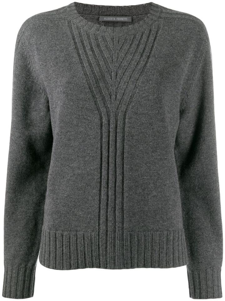 Alberta Ferretti Ribbed Knit Detail Sweater - Grey