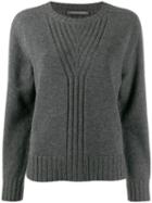 Alberta Ferretti Ribbed Knit Detail Sweater - Grey