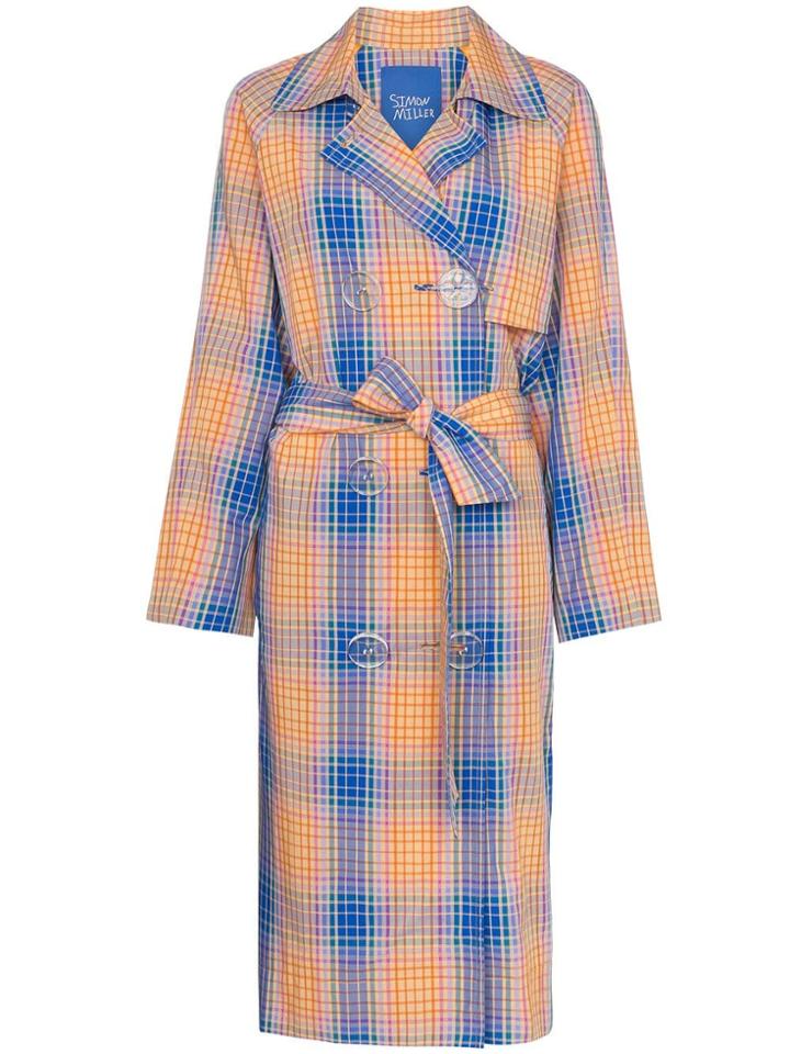 Simon Miller Paz Check Trench Coat - Orange