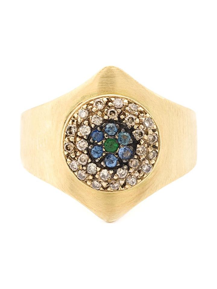 Ileana Makri 'round Evil Eye Shield' Ring, Women's, Size: 4 3/4, Metallic