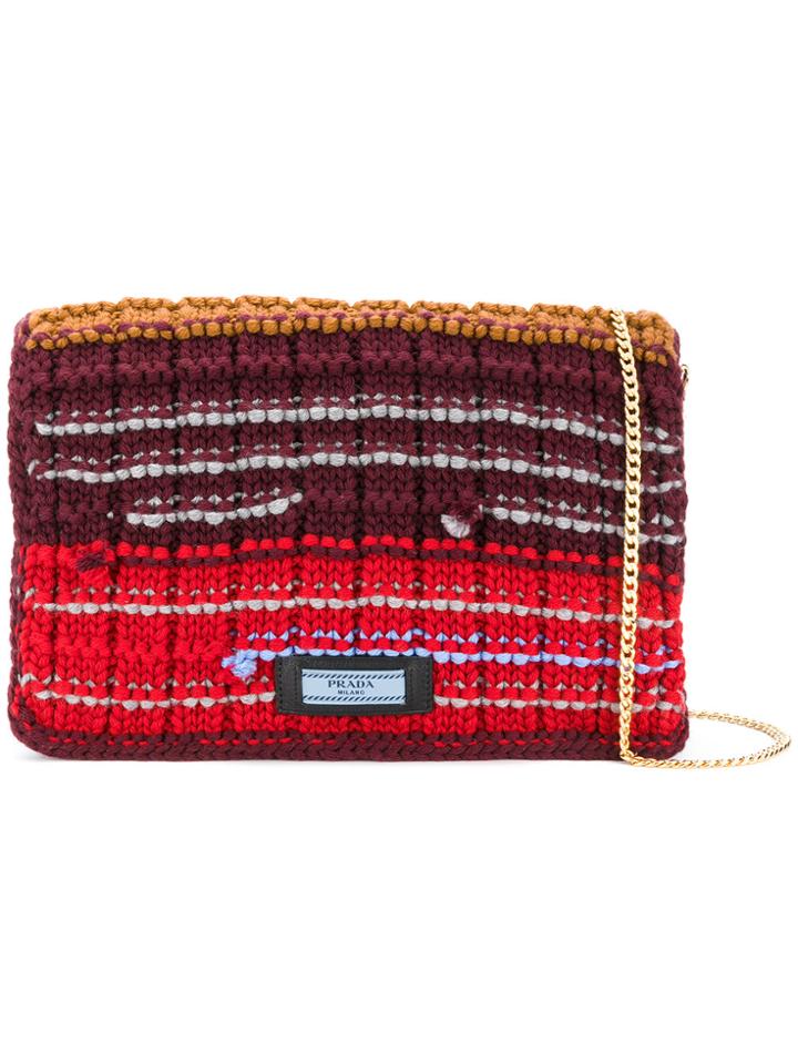 Prada Etiquette Sweater Chain Bag - Pink & Purple
