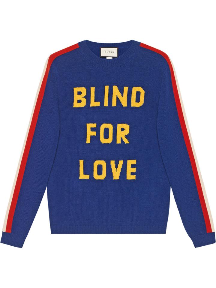 Gucci Blind For Love And Tiger Wool Sweater - Blue
