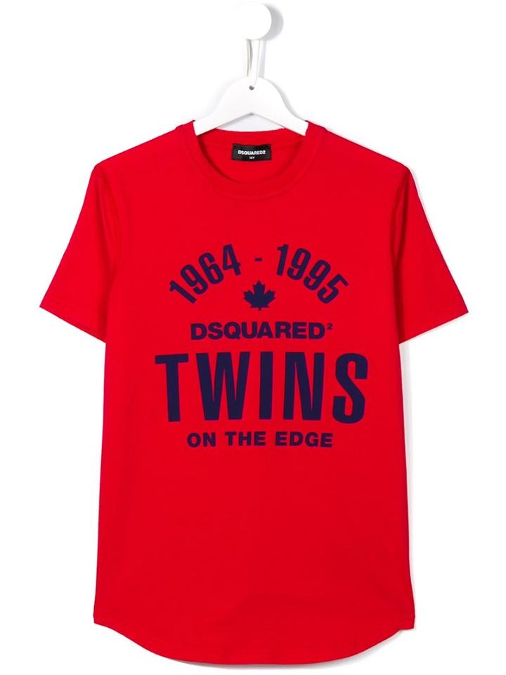 Dsquared2 Kids Twins On The Edge T-shirt, Kids Unisex, Size: 14 Yrs, Red, Cotton