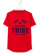 Dsquared2 Kids Twins On The Edge T-shirt, Kids Unisex, Size: 14 Yrs, Red, Cotton