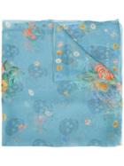 Alexander Mcqueen - Floral Print Scarf - Women - Silk - One Size, Women's, Blue, Silk