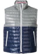 Thom Browne Down-filled Bicolor Tech Vest In Satin Finish - Grey