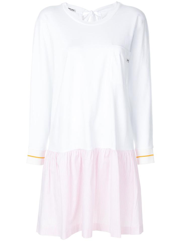 Miu Miu Pinstripe Detail Dress - White