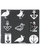 Prada Anchor Bird Print Wallet - Black